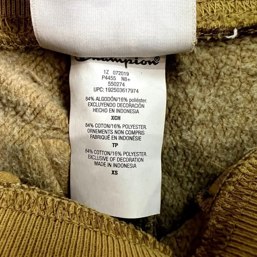 New Champion Men US XS Olive Green Pants Sport Casual Joggers Pockets Logo  - Picture 11 of 11